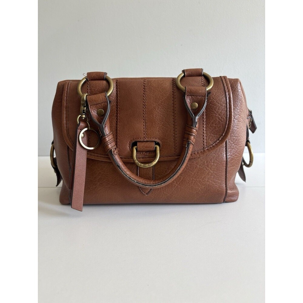 Frye & Co Leather Satchel Brown Crossbody Bag Ring Hardware Boho Purse